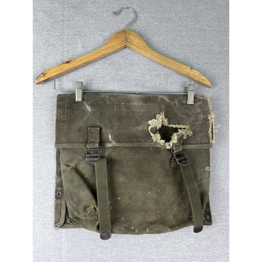 Vintage Military Canvas Field Bag Olive Drab Distressed Army Surplus ww2